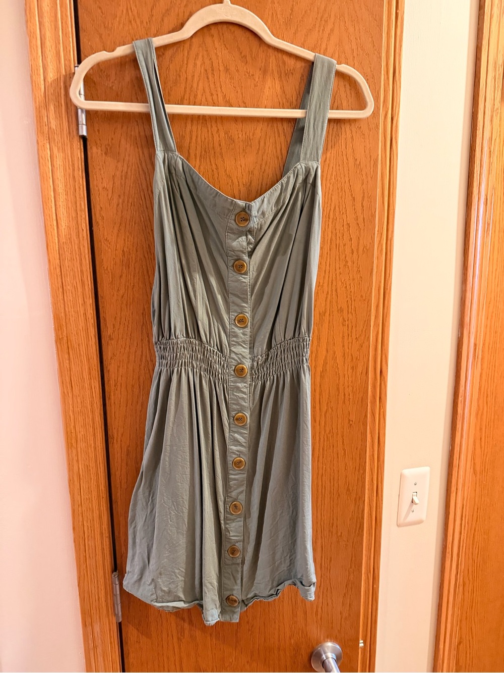 Button-Front Sage Green Sundress